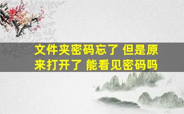 文件夹密码忘了 但是原来打开了 能看见密码吗